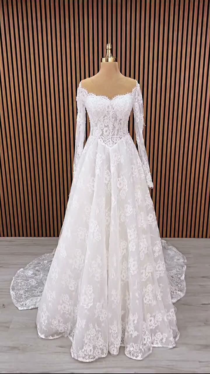 White Podium A-Line Wedding Dress 2026-13