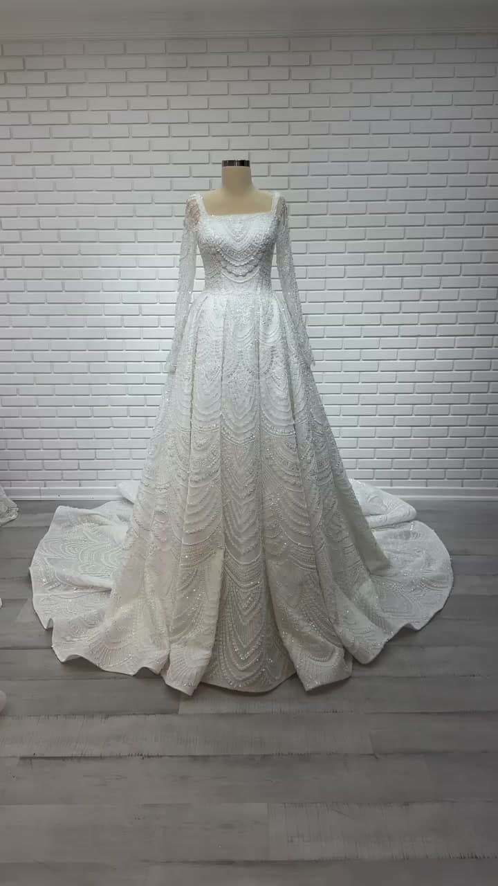 White Podium A-Line Wedding Dress 2026-17