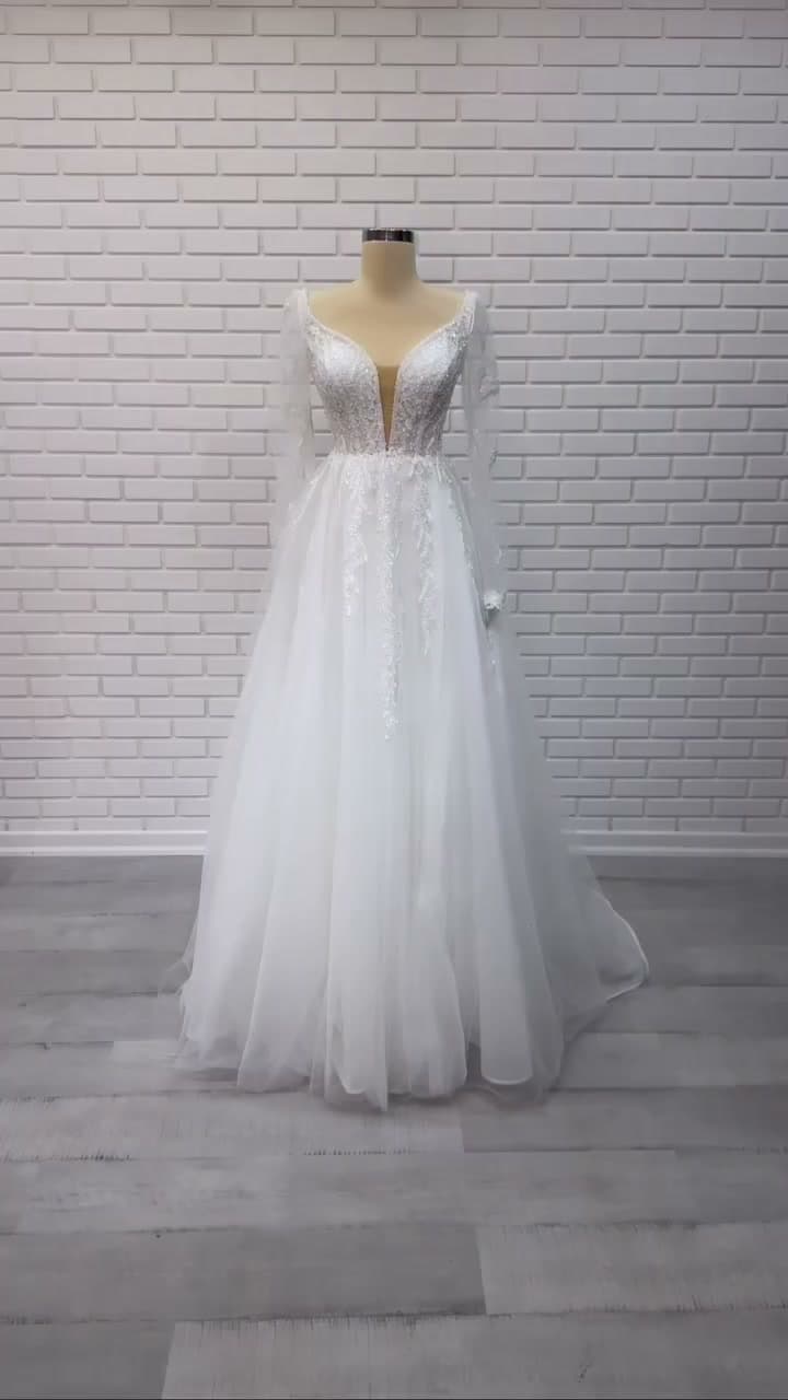 White Podium A-Line Wedding Dress 2026-6