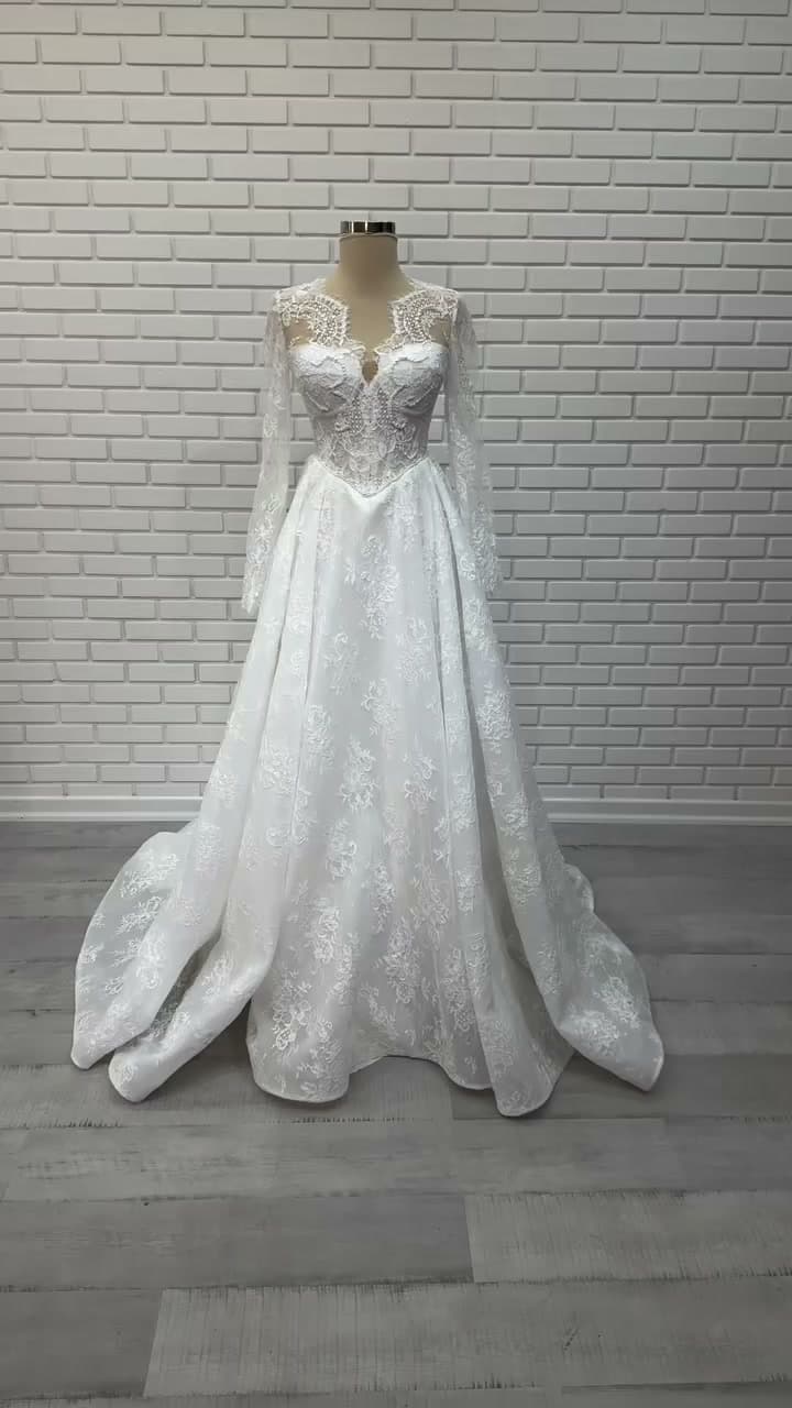 White Podium A-Line Wedding Dress 2026-8